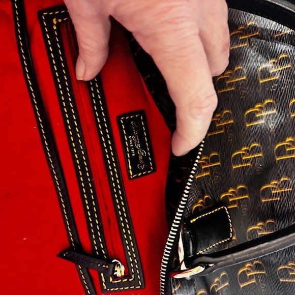 Dooney & Bourke Black Patent Leather DB Monogram Tote Bag - Picture 8 of 11